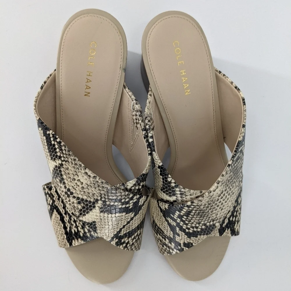 NWOT COLE HAAN Criss Cross Snakeskin Heeled Sandal